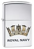 Zippo Unisex Royal Navy Official Crest Winddichtes Taschenfeuerzeug, Hochglanzpoliertes Chrom, Einheitsgröße
