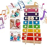 WELLXUNK Xylophon für Kinder, perfekt für kleine Musiker, Holzspielzeug Musikinstrument, Schlaginstrument mit Metalltasten aus Holz (Regenbogenfarben)