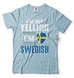Silk Road Tees Männer Schweden T-Shirt Schweden-Flagge Lustige schwedische patriotische Heritage-T-Shirt Medium Hellblau