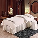 Massage Table Skirt Sheet Set 4-Piece Beauty Salon Bedspread Simple Skin Management Ear-Picking Head Therapy Cotton(Gray 70 * 1 * 90cm)(White 80 * 190cm) (White 70 * 190cm) (White 60 * 180cm)