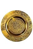 Orientalisches rundes Tablett aus Metall Sidra 30cm | Marokkanisches Teetablett in der Farbe Gold | Orient Goldtablett goldfarbig | Orientalische Dekoration auf dem gedeckten Tisch