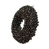 COURONNE Türkranz mit Aufhängevorrichtung 40cm in schwarz, gefertigt aus Bakuli-Früchten - Deko aus Naturmaterialien als Herbstdeko im Shabby chic Design