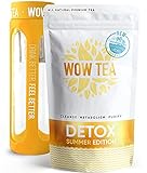 WOW TEA Sоmmer-Tees Duo Set: Sommer Detox Tee mit 24h-Effekt | Schnell wirkender Abnehm-Tee | Energie und Vitalität steigernder Wellness-Sommertee & Infuser-Flasche | 150g, 550ml, Made in EU