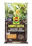 COMPO CACTEA Kakteenerde und Sukkulentenerde mit 8 Wochen Dünger für alle Kakteenarten und dickblättrige Pflanzen, Kultursubstrat, 10 Liter