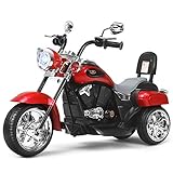 DREAMADE Elektro-Motorrad Kindermotorrad, 6V Elektromotorrad mit einstellbaren Scheinwerfern & Hupe & Pedalen, Elektrofahrzeug für Kinder ab 3 Jahren (Rot)