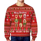 Zilosconcy Herren Pullover Weihnachts Weihnachtspullover Sweater Ugly Christmas Baumwolle Hoody Sweatshirt Kapuzenpulli Pulli Weihnachts Weihnachten Hoodie Winterpullover Pullover