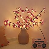 Winnes LED Zweig Lampe, 20 LEDs dekorative Lichterkette Licht Batterie aufgeladen für Home Room Decoration Weihnachtstag (lila 5 Stück)