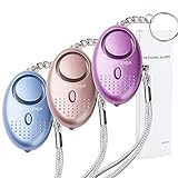 Persönlicher Alarm 140 db - Taschenalarm mit Taschenlampe Schlüsselanhänger Ponangaga Panikalarm Selbstverteidigung Sirene Personal Alarm für Frauen Kinder Mädchen Alter Mann (3 Stück)