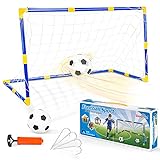 Dreamon Kinder Fußballtor Set mit Ball Tor und Pumpe Fussball Interaktiv Spielzeug Sportspaß für Garten Indo