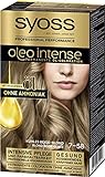 Syoss Oleo Intense Öl-Coloration 7-58 Kühles Beige-Blond Stufe 3 (3 x 115 ml), dauerhafte Haarfarbe mit pflegendem Öl, Coloration ohne Ammoniak