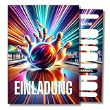 HIDEBLOOM I Bowling Einladungskarten Kindergeburtstag Jungen I 12 Stück I DIN A6 (10,5 cm x 14,8 cm) I Einladung Geburtstag I Kinderparty I Einladungskarten Bowling I Teens I Postk