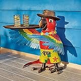Papagei Statue mit Tablett und Zwei kleine Weingläser Tropical Party Decor/Serving Table Statue Creative Resin Parrot Ornament Holding A Tray Tropical Party Decor