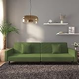 WREWING Sofa mit schlaffunktion, einfacher Aufbau, modernes Design, polstermöbel,Schlafcouch zum Wohnzimmer,Minimalistisches Design - Schlafsofa 2-Sitzer mit 2 Kissen Dunkelgrün Samt