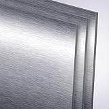 Edelstahl Blech Zuschnitt 1.4301 (V2A) einseitig gebürstet mit Schutzfolie, Größe Wählbar (2 mm, 500 x 500 mm)