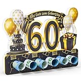 ROADPLUM Geldgeschenke Geburtstag 60 Holz mit Segnen Grußkarte Umschlag, Geschenke zum 60. Geburtstag Mann Frau Freunde Familie Kollege, 60.Ter Geburtstag Gästebuch (Farbig, 60)