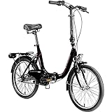 Zündapp ZF40 Klappfahrrad Erwachsene 20 Zoll Fahrrad 3 Gang Klapprad Damen Herren Shimano Schaltung City Bike Faltrad Fahrrad tiefer Einstieg Folding Bike Unisex (schwarz, 35,5 cm)