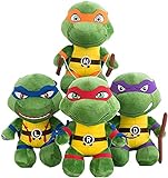 4 STÜCKE Teenage Mutant Ninja Turtles Große Augenschildkröte Plüschtier Cartoon Animation Plüsch Puppenzimmer Dekoration Spielzeug Kindergeschenke 25cm