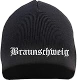 HB_Druck Braunschweig Beanie Mütze - Altdeutsch - Bestickt - Strickmütze Wintermütze Einheitsgröße Schwarz