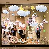 Wandtattoo Wasserdicht DIY Wanddekor Kaninchen Tiere Aufkleber DIY Cartoon Wolken Aufkleber Poster DIY Wohnzimmer Wandbild Dekoration