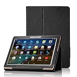 XIDO Slim Folio Hülle Case Tasche für Yuntab K17 K107, ACEPAD A140 A121 A101, Artizlee ATL-31 ATL-21X, XIDO Z120/3G X110/3G X111(with Flash), BEISTA, LNMBBS, Anteck, Cewaal, Schwarz