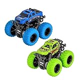 Shayson Monstertruck 2 Stück Spielzeugauto für Jungen ab 3 4 5 6 Jahren, Reibungsbetriebene Rennwagen LKW Zurückziehen, 360 Grad Rotierende Trägheit Fahrzeug Spielzeugauto Geschenke für Kinder
