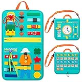 Txkrhwa Toddler Busy Board for Basic Life Skills Learning Early Educational Activity Board for 0-3 Years Old Infants