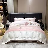 DKAIW Feuchtigkeitsabsorbierender und atmungsaktiver vierteiliger Bettbezug aus Reiner Baumwolle + Zwei Kissenbezüge, weich im Griff, geeignet für Doppelbetten B,1.5m