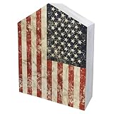 ZNZ Rustikaler Holzblock mit amerikanischer Flagge, Wandkunst, amerikanische Flagge, Dekoration, 19,6 x 14,5 cm, 4,5 cm dick, fertig zum Aufhängen oder Aufstellen auf dem T