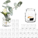 Giessle 30 teiliges Set mit [ 15x Windlichter UND 15x Vasen ] Teelichtglas, Gläser für Teelicht, kleine Glasvase
