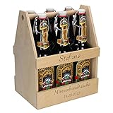 Uakeii Personalisierter Bierflaschenträger aus Holz mit Gravur Sixpack Bierträger für 6 Getränke Flaschen 0,5l & 0,33l Kiste für Bier