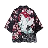 HAOKAN Kimonos Male Kimono Cardigan Japanische Kimono Herren Strickjacke Hemd Bluse Yukata Herren Haori Obi Traditionelle Samurai Kleidung (Farbe: 6011, Größe: L)