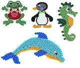 Hama Midi Stiftplatten Set 24 - Wassertiere Set - Seepferd,Pinguin,Delphin,Frosch + 100 G