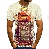Unisex 3D Druckten Sommer-beiläufige Kurze Hülsen-T-Shirts T-Stücke Platzende Whiskyflasche T-Shirt Herren 3DT Shirt Kurzarm Rundhals Digitaldruck Lässig Kurzarm-Color_6XL