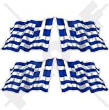 GRIECHENLAND Griechische Wehende Flagge Hellas, Hellenisch 50mm Auto & Motorrad Aufkleber, x4 Vinyl Stickers (Links - Rechts)
