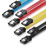 deleyCON 4x 50cm SATA III Kabel S-ATA 3 Datenkabel 6 GBit/s Verbindungskabel Anschlusskabel für HDD SSD - Metall-Clip - 2 Gerade L-Type Stecker - Gelb/Rot/Blau/Schwarz