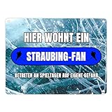 Hier wohnt ein Straubing-Fan Metallschild in 15x20 cm mit Eishallen Boden-Motiv Sportfan Straubing Sport Sportler