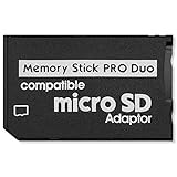 OcioDual Micro SD/TF 64GB auf Memory Stick PRO Duo MS Karte Adapter Schwarz Speicherkartenadapter Konverter für Sony PSP Slim