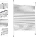Sekey Plissee ohne Bohren Verdunkelung, Fenster Plissee Klemmfix Jalousie 80 cm breit, Verspannt Blickdicht Sonnenschutz Fensterollo, 80x120cm, Weiß