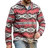 yiouyisheng Herren-Sweatshirt mit Ethno-Print, Revers Sweatshirt mit Argyle-Karomuster, Vintage Männer Sweatshirt Langarmshirt Pullover Retro Sweater für Herren, S-5XL