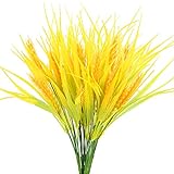 NAHUAA 4pcs Künstliche Weizen Kunstpflanzen Gras Wetterfest Kunstpflanzen Wie Echt Plastik Pflanzen Deko für Balkon Garten Vase Hochzeit Drinnen und Draußen Dekoration Gelb