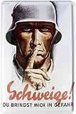 WOGEKA ART Retro Blechschild Schweige! Soldat Deutsches Reich Wehrmacht als Geschenk-Idee 20 x 30 cm Vintage-Deko-Schild aus Metall 806
