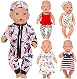 ZITA ELEMENT 5 Set Puppenkleidung Bekleidung Zubehör für 35-46cm Babypuppe Puppen Kleider Onesies für 43 cm 18 Zoll Kleidung - Xmas Gift