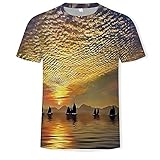 Astemdhj T-Shirt Kurzarm Sommer Natur Landschaft 3D-Druck Mode Männer Und Frauen T-Shirts Weiche Textur Lässige Herrenbekleidung Männer XL T597