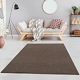 Fashion4Home Teppich Wohnzimmer – Einfarbig Teppich, Uni Teppich fürs Kinderzimmer, Schlafzimmer, Arbeitszimmer, Büro, Flur und Küche - Kurzflor Teppich Braun-Taupe, Größe: 120x170