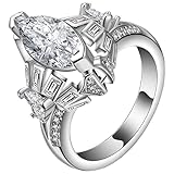 Ring Zirkonia, Wedding Ring Silber Eheringe Einzigartiger Marquise-Zirkonia 52 (16.6) Verlobungsring für Frauen