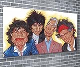 XXL Musik Rock Band The Rolling Stones Karikatur Malerei Kunstdruck Leinwand Kunstdruck 55x24 Zoll