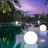 JIJK Schwimmende LED-Leuchten für Schwimmbad, Garten, Landschaft, Whirlpool-Lichter mit Kugel – 16 Farben und 4 Farbwechsel-Modi für Lazy Spa