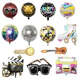 ZOOMPIL Folienballon Disco, 13pcs Disco Party Deko Ballons, Regenbogen Rollschuh Luftballons, Folienballon Radio, 80er 90er Jahre Retro Party Deko für Disco Hip Hop Mottoparty Geburtstag