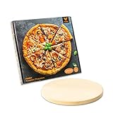 FENNEK XL Pizzastein | Ø320 mm | Dicke: 20 mm | für Backofen, Steinofen, Kohle-Grill, Gas-Grill etc.| aus hitzebeständigem Cordierit | für Pizza, Flammkuchen, Brot uvm
