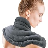 ICEHOF Wärmekissen Nacken/Schulter mit Lavendel - Kuschelweich - Langanhaltende Wärme durch natürliche Tonperlen und begleitender Aromatherapie, ergonomisch geformt